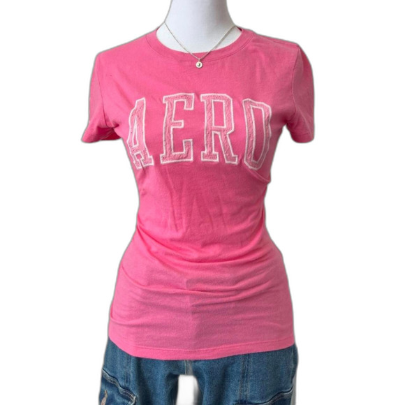 aeropostale pink tee aero logo top classic t-shirt - Picture 3 of 6